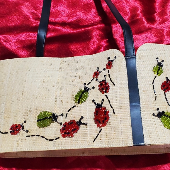 NATURAL STRAW PURSE HANDBAG BEADING MEDIUM MADE IN PHILIPPINES NWOT - Picture 14 of 16